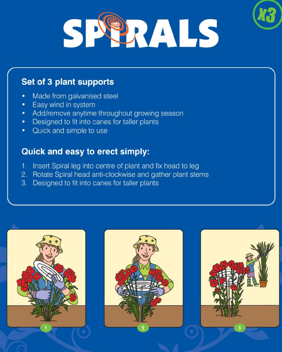 Spirals Multi-Stem Plant Supports – Set of 3
