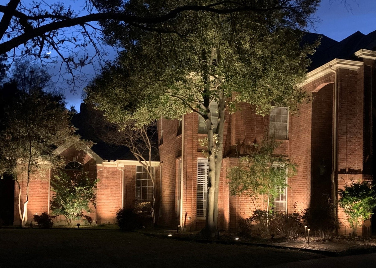 LED Landscape Spotlight & Path Lighting Kit - 6 Spotlight, 4 Path Light Set - Power Planter Augers