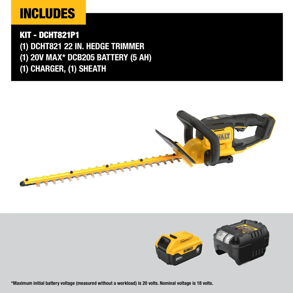 DEWALT® DCHT821P1 20V MAX* 22-in. Cordless Hedge Trimmer