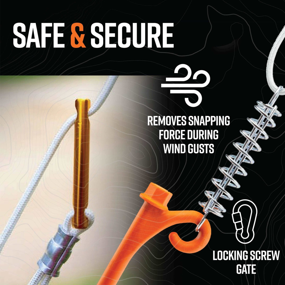 Spring Loaded Guy Rope Tie Downs - Power Planter Augers