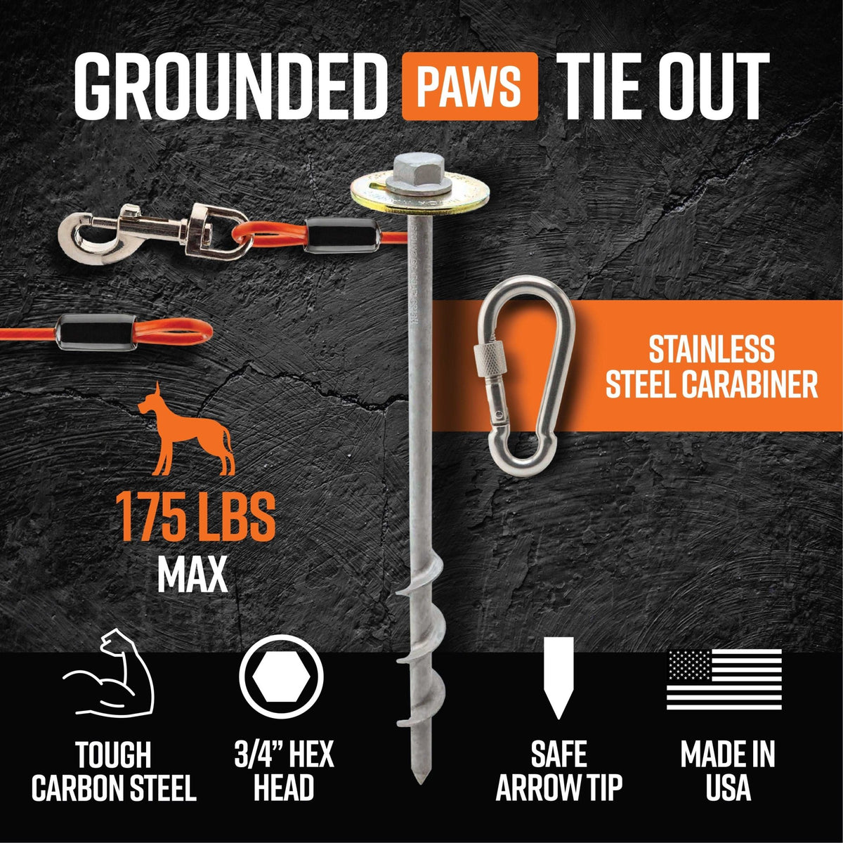 Grounded Paws Dog Tie Down Kit - Power Planter Augers