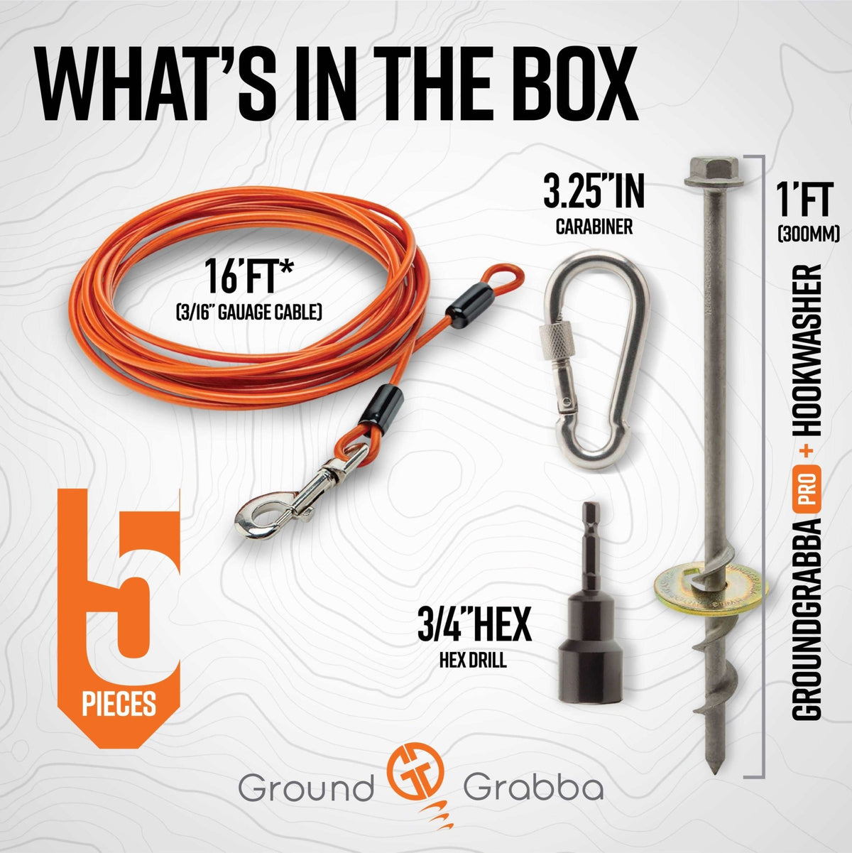 Grounded Paws Dog Tie Down Kit - Power Planter Augers