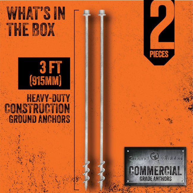 Ground Grabba Commercial Grade 36" Anchors (900mm) - 2 Pack - Power Planter Augers
