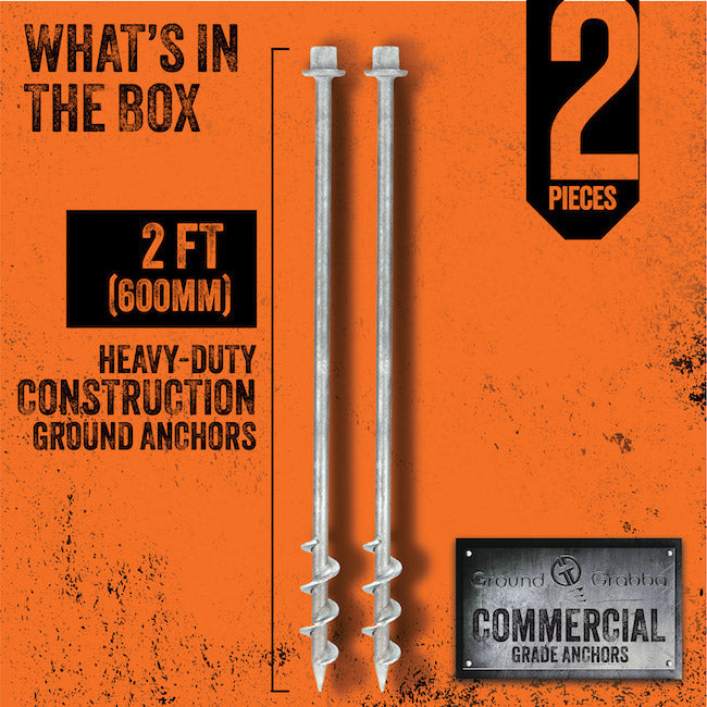 Ground Grabba Commercial Grade 24" Anchors (600mm) - 2 Pack - Power Planter Augers