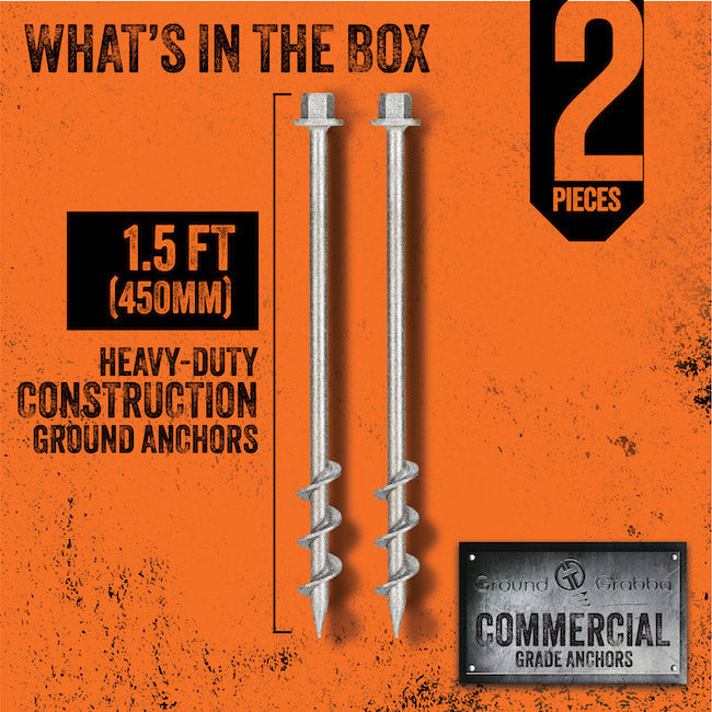 Ground Grabba Commercial Grade 18" Anchors (450mm) - 2 Pack - Power Planter Augers