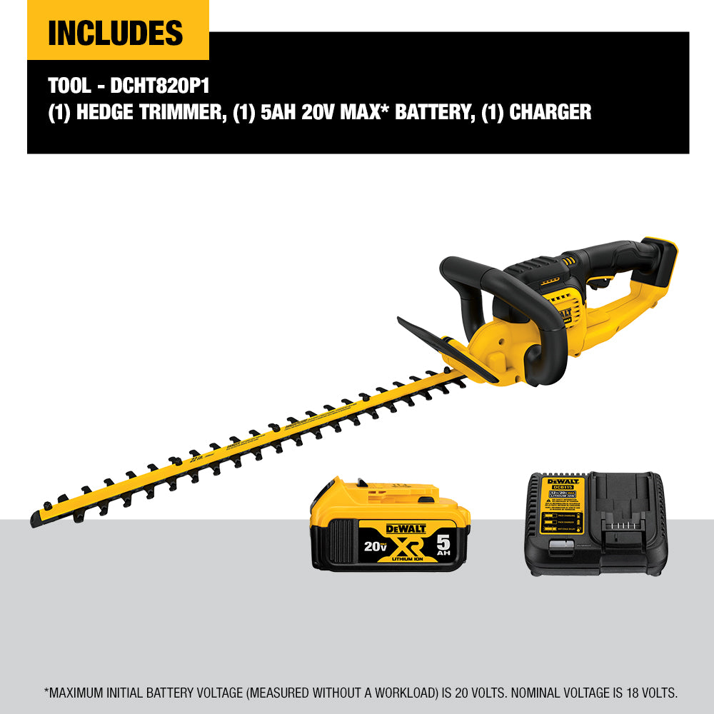 DEWALT DCHT820P1 20V MAX Lithium Ion Hedge Trimmer 5.0Ah