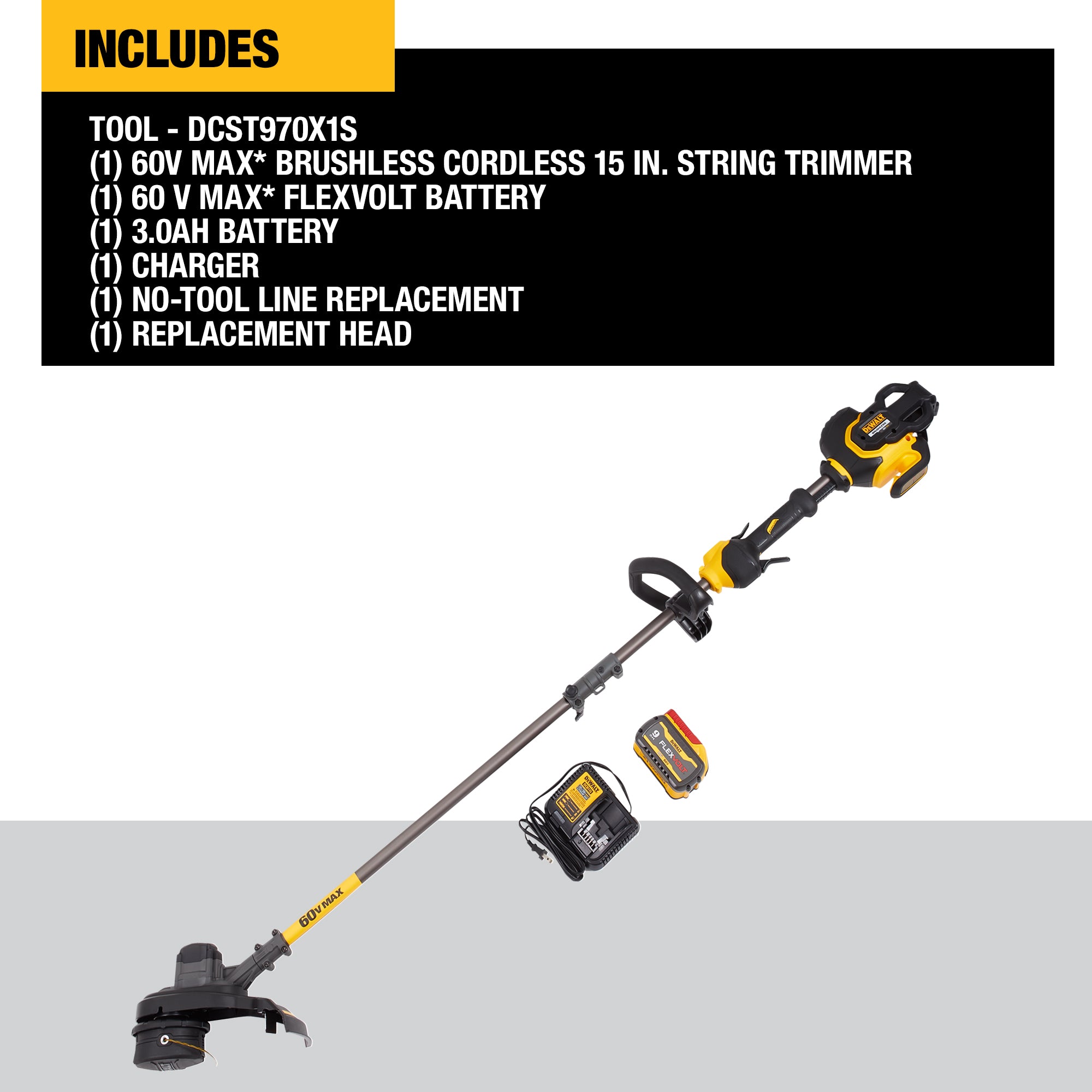 DEWALT DCST970X1 FLEXVOLT 60V MAX Cordless String Trimmer Kit