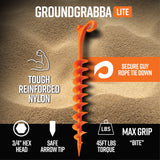 GroundGrabba Lite 12 Pack Camping Kit with Spring Ropes